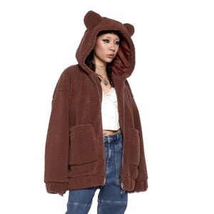 Dolls Kill Delias Jacket Bear In Mind Fuzzy